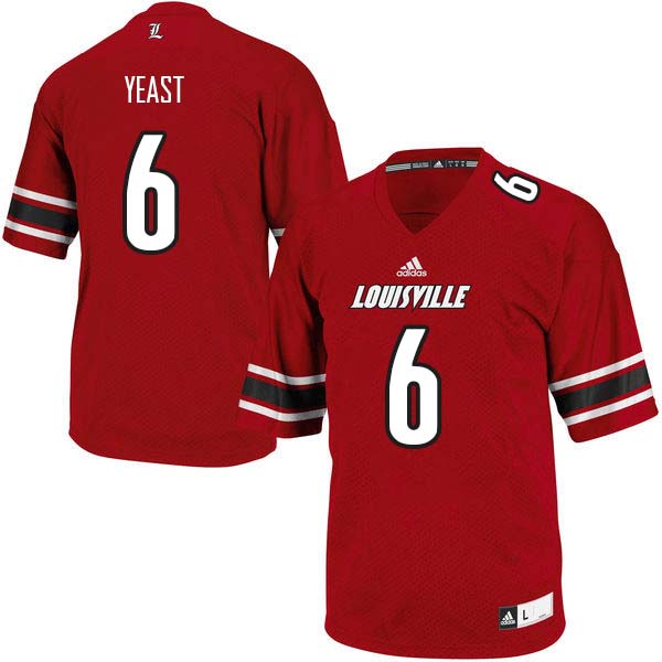 Men Louisville Cardinals #6 Russ Yeast College Football Jerseys Sale-Red - Click Image to Close
